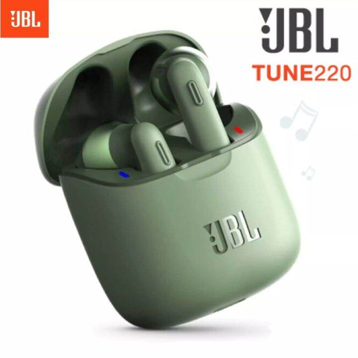 หูฟังjbl-tune-t220-tws-หูฟังบลูทูธ-v5-0-หูฟังไร้สายหูฟังชนิดใส่ในหูพร้อมไมโครโฟนสเตอริโอและกล่องชาร์จ