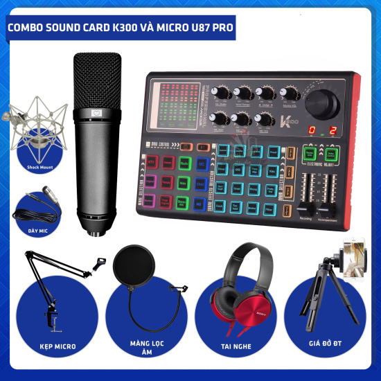 Trọn bộ sound card thu âm k300 + mic aqta u87 pro thu âm với âm thanh cực - ảnh sản phẩm 1
