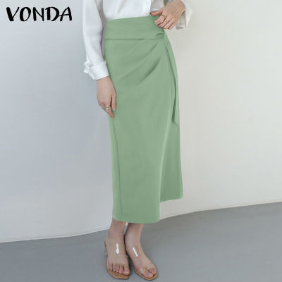 (จัดส่งฟรี)Fancystyle VONDA ชุดจีบเอวสูงแฟชั่นสำหรับผู้หญิง,กระโปรงมิดีแยกชิ้นกระโปรงทรงหลวมลำลอง