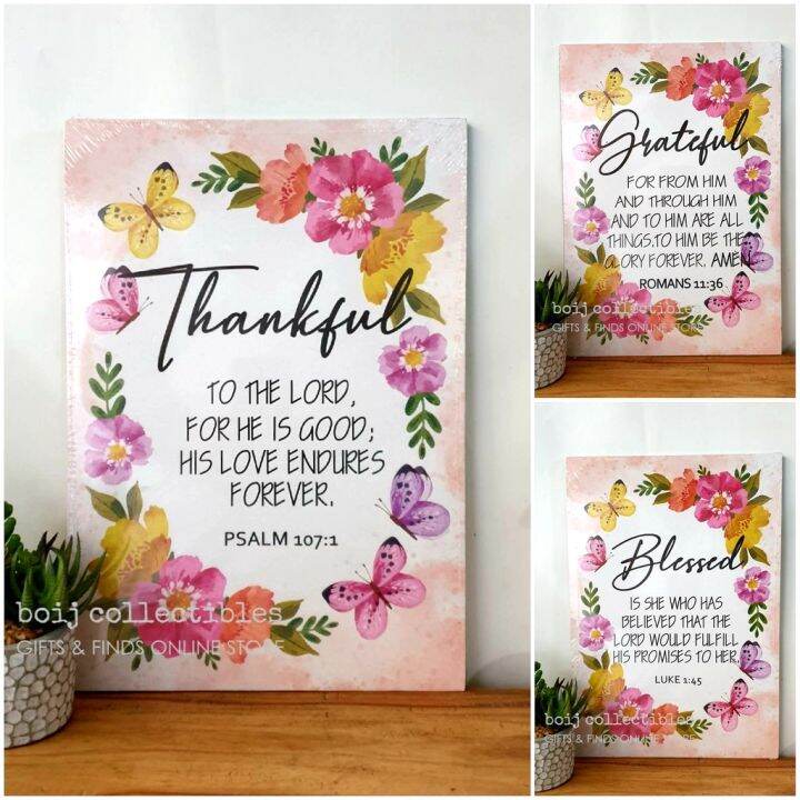 ♀THANKFUL, GRATEFUL, BLESSED Bible Verse Quotes Wooden Wall Decor