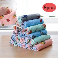 8PCS Kitchen Microfiber Towel Absorbent Dish Cloth Non-Stick Oil Washing Kitchen Rag Household Tableware Cleaning Wiping Tools Dish Cloth  Towels