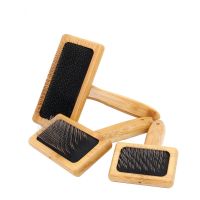 Dog Hair Remover Combs Natural Bamboo Handle and Stainless Steel Hair Brush Grooming Comb Tools Open Knot Pet Accessories Black