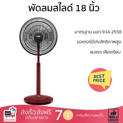 พัดลมสไลด์ 18 นิ้ว MITSUBISHI R18A-GB WH สีแดง ลมแรงทั่วบริเวณ ใบพัดขนาดใหญ่ มอเตอร์ประสิทธิภาพสูง รับประกันคุณภาพสินค้า