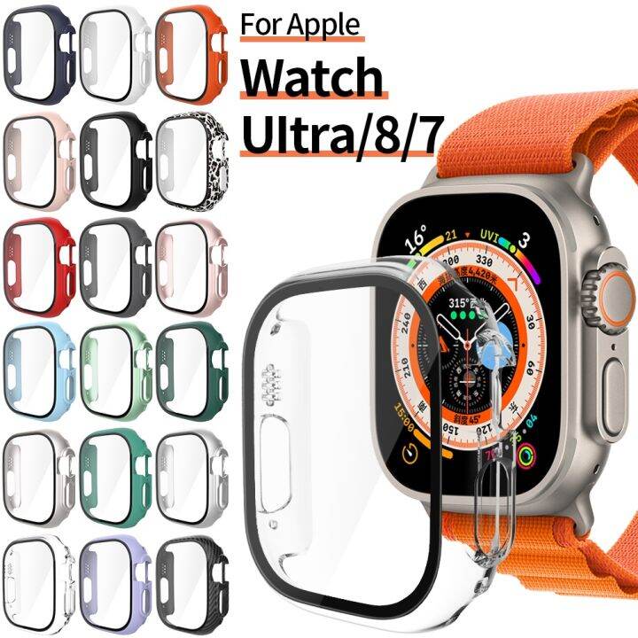 2 in 1 Tempered Glass Case for Apple Watch Series 8 Ultra 49mm 41mm 45mm Screen Protector Bumper