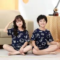 Boys Pajamas Pyjama Kids Pajama Sets Toddler Girls Cartoon Sleepwear Children Ice Silk Nightwear Short Sleeve Summer Pjs