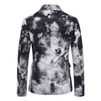 ZZOOI New Blazer Jacket Fashion Mens One-Button Tie-dye Printing Jacket Dress Coat Casual Business Male Suit Coat