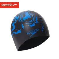 Speedo หมวกว่ายน้ำพิมพ์ลายแฟชั่น,สำหรับทั้งหญิงและชายผมยาวขนาดใหญ่สวมใส่สบายเหมาะกับการฝึกศีรษะ2022ใหม่ซิลิโคนกันน้ำ