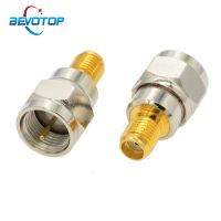 1PCS SMA Female Jack to F Type Male Plug Straight RF Coaxial Adapter F to SMA Connector Convertor Gold Tone