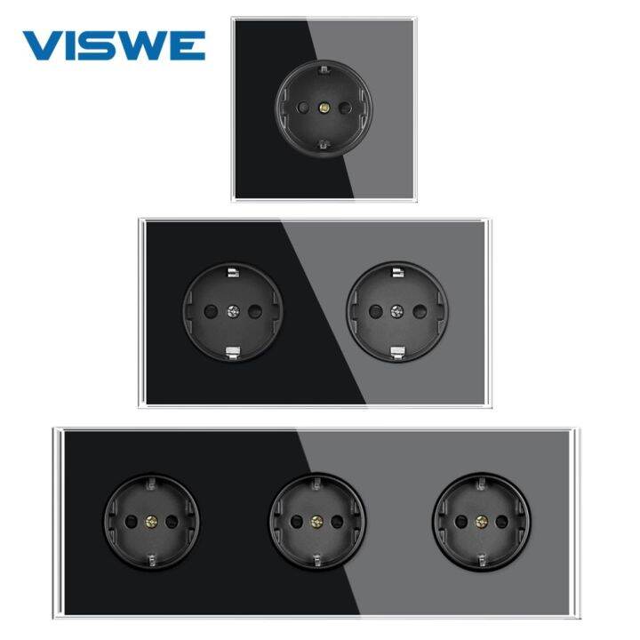 viswe-เต้ารับกระจกเทมเปอร์แบบกระจกคริสตัลเต็มตัวสีดำ250v-16a-ระบบไฟฟ้าปลั๊กเสียบผนังอียูบ้าน