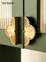 ☜ Four Leaf Grass Shaped/Semicircular Cabinet Handle Solid Brass Cabinet Knobs and Handles Cupboard Knobs Furniture Cabinet Handle