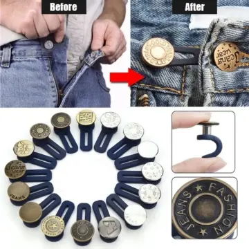 1/5pcs Metal Button Extender for Pants Jeans Free Sewing Adjustable  Retractable Waist Extenders Button Waistband Expander