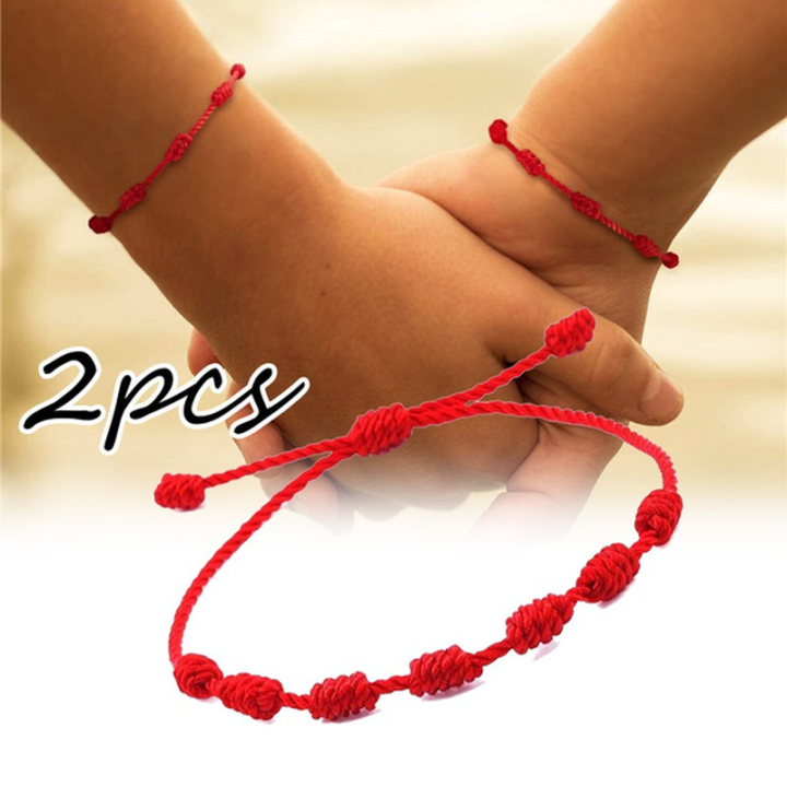 2PCS 7 Knots Red String celet Protection Evil Eye Good Luck Amulet for ...