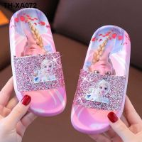 Elsa girl summer princess shoes fashion childrens sparkling cool slippers indoor soft bottom girls slippers at home