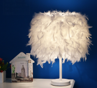 Modern Feather Table Lamp Desk Light Feather Lampshade LED Wedding Decor Lights Home Bedside Reading Sitting Room Tafel Lampen