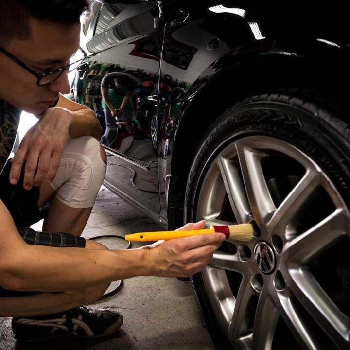 car-detailing-brushes-ชุดแปรงกลมด้ามไม้ใช้ทำความสะอาด-ดีเทลลิ่งรถ-6-ชิ้น-สำหรับภายนอกและภายใน