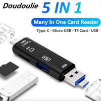 Doudoulie ประเภท C ไมโคร USB การ์ดรีดเดอร์ USB หลายหน่วยความจำ USB 3.0โทรศัพท์มือถือ OTG ความเร็วสูง5-In-1อ่านบัตร TF ประเภท C