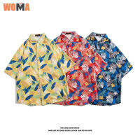 WOMA เสื้อดอกไม้ฤดูร้อนแขนสั้นลายดอกไม้สำหรับผู้ชาย,เสื้อแจ็คเก็ตลำลองสำหรับเสื้อทรงหลวม