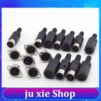 JuXie store Din 3 4 5 6 7 8 Pin Core Male Female Connector Power Plug Female Socket Hulled Panel Mount Chassis Soldering Iron