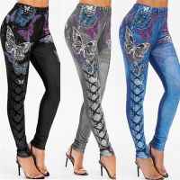 Chloeh Hornbye Shop ผู้หญิงแฟชั่นการพิมพ์กางเกงผอมยาว Casual กางเกงโยคะ Leggings