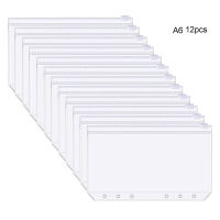 12PCS 6-Ring Leaf Loose Notebook For Transparent Zipper File Pouch Pockets A6 A5