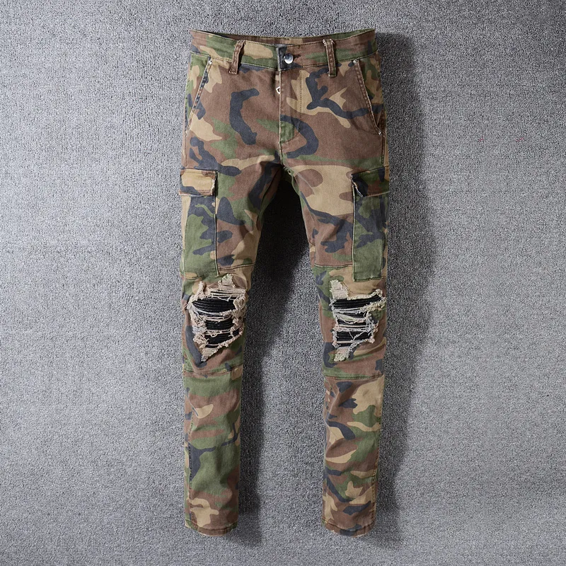 ripped camo joggers