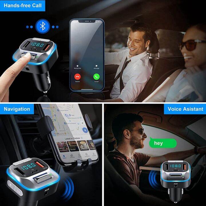 car-bluetooth-fm-transmitter-30w-pd-typ-c-bluetooth-5-0-adapter-auto-car-charger-mp3-player-support-tf-card-hands-free