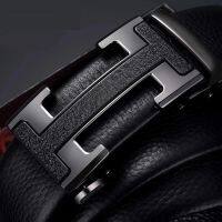 Belt mens leather automatic buckle top layer leather belt 21 new youth h buckle fashion Joker pure leather pants belt