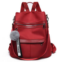 new quality backpack waterproof anti-theft Oxford cloth simple college wind bag youth girl backpack gift hair ball pendant