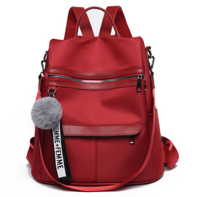20212020 new quality backpack waterproof anti-theft Oxford cloth simple college wind bag youth girl backpack gift hair ball pendant