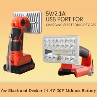 【YF】 5 Inch Work Light Tool Lamp for Black and Decker 14.4V-20V Lithium Battery Cordless Flashlight Portable Lantern with USB Port