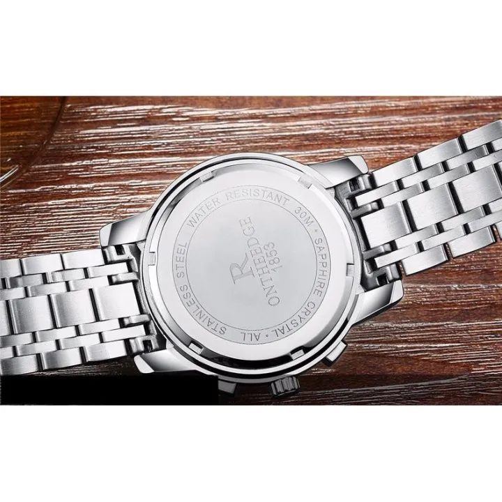 นาฬิกาผู้ชายแบรนด์ดังรุ่นใหม่-ontheedge-นาฬิกาควอตซ์โลหะกันน้ำไม่ขึ้นสนิมนาฬิกาข้อมือแบบสบายๆปฏิทิน-relogio-masculino