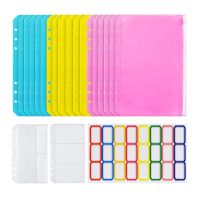 【CW】 21PCS A6 Binder Filing  Envelope System 6 Holes for Loose Notebook and Label Sticker