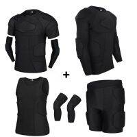 ✿▦ Men 39;s Chest Rib Spine Protective Clothing Sports Anti collision Wear Knee Pads Elbow Shockproof Thickened Shorts Shirt Vest Set