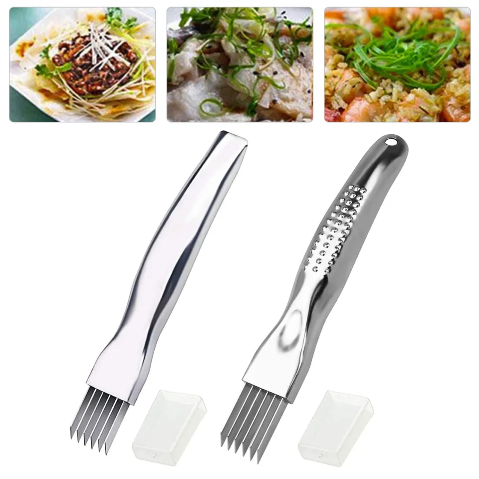 Knife, Stainless Steel Chopped Green Onion Knife, Curved Handle Design,  Food Speedy Chopper Green Onion Kitchen Shred Silk