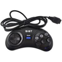 สีดำ Gamepad Controller สำหรับ Sega Mega Drive 9ขาหกปุ่ม Gamepads สำหรับ Sega 16บิตวิดีโอเกมคอนโซล