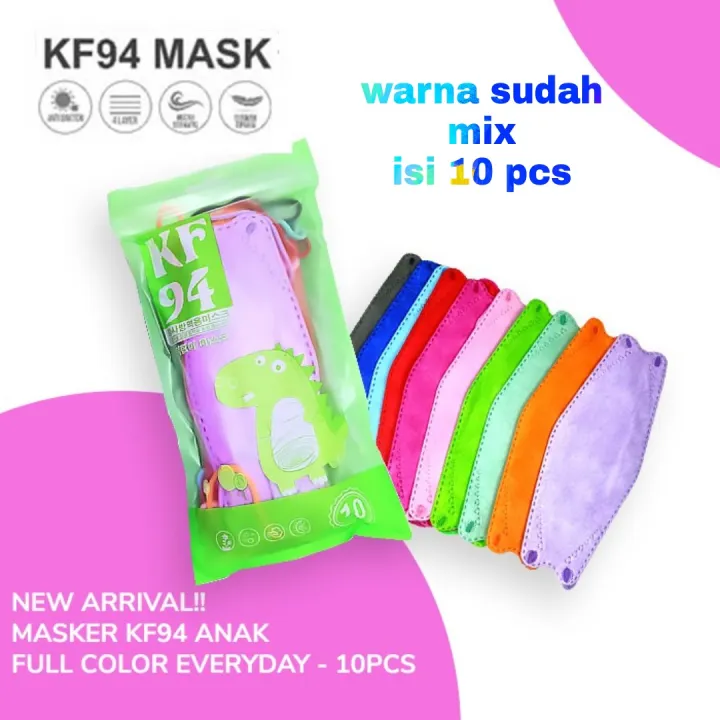 Masker Mulut Anak Evo Kf94 Warna Polos Isi 10 Pcs Lazada Indonesia