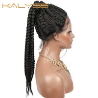 Kalyss 8 Box Braids Ponytails Lace Front Wigs with baby hairs 22 Hand Braided Swiss Lace Front Braided Wigs for Black Women Gift ของขวัญ