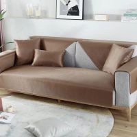 【Ready】? .Light luxury style sofa cushion summer ice silk mat summer four seasons universal non-slip gray cushion cover