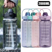 2 Liter Sports Water Bottle with Straw Gym Fitness Water Bottles for Men Women Outdoor Cold Drink Plastic Cups Bouteilles Deau