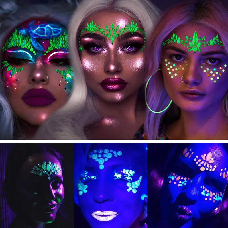 Women Luminous Mermaid Face Gems Glitter, Glow in the Dark Rhinestone Rave  Face Jewels Festival, Noctilucent Crystals Face Stickers, Eyes Face Body  Temporary Tattoos DIY Makeup | Lazada PH