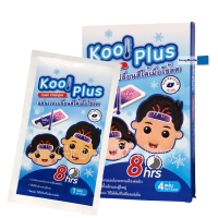 KOOL PLUS Color Changes แผ่นเจลเปลี่ยนสีได้เมื่อไข้ลด ใช้ได้ทั้งเด็กและผู้ใหญ่ 5 cm.x12 cm. 4 แผ่น 1 กล่อง