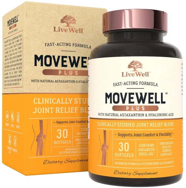 Joint Health Supplement MoveWell Plus by LiveWell Antarctic Krill Oil, Natural Astaxanthin