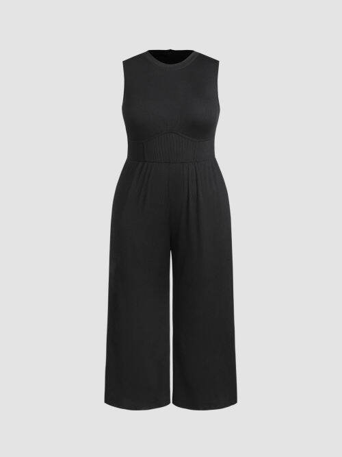 Cider Solid Sleeveless Wide Leg Jumpsuit Curve & Plus Lazada.co.th