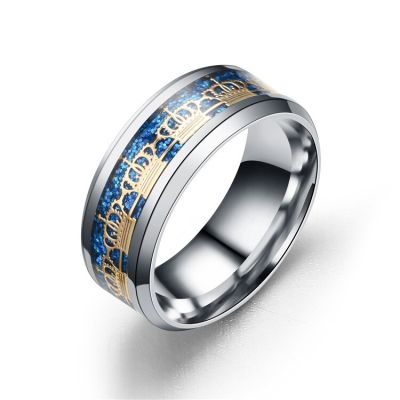 แหวนแฟชั่นรูปมงกุฎสแตนเลสบุคลิกภาพ,แหวนเครื่องประดับสำหรับผู้ชายสามเหล็กไทเทเนียมสีบุคลิกภาพยอดนิยม