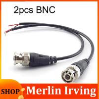 Merlin Irving Shop 2Pcs BNC Connector Male to Double Female Plug DC Power Cable Pigtail Wire Adapter For CCTV Camera Home Security Monitor