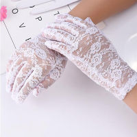 Women Evening Party Prom Driving Costume Print Lace Gloves Pretty Mesh Bride Gloves