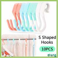 CHENG 10PCS พลาสติกทำจากพลาสติก S-hangers มัลติฟังก์ชั่ แบบพกพาได้ ชั้นวางเสื้อผ้า ของใหม่ ป้องกันการลื่น ตะขอแขวนตู้เสื้อผ้าในห้องครัว