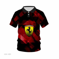 2023 F1 Racing Summer 3D Print F1 Ferrari2023 Summer Street Fashion T-shirt Mens Red Short Sleeve Zip Polo Top 48 high-quality