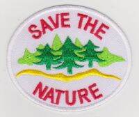 iron on patch Embroidery Save the Nature environment 8x7 cm บันทึกธรรมชาติ สิ่งแวดล้อม ตัวรีด เย็บติดผ้าประเทศไทย โลโก้ปัก มีกาวสำหรับรีด ตกแต่งเสื้