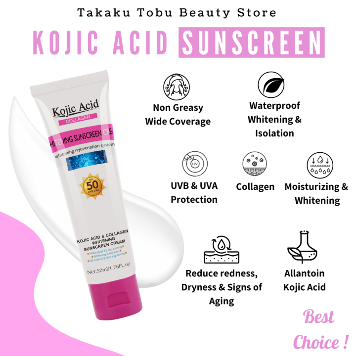 Original KOJIC ACID SUNSCREEN CREAM SPF 50 Face Whole Body Oil Control Waterproof Moisturizing